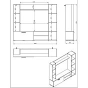 Parete attrezzata con ripiani, finitura Rovere e Grigio grafite