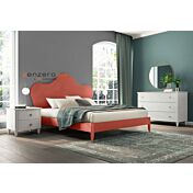Letto matrimoniale Vittoria con testata retrofinita in finitura Corallo
