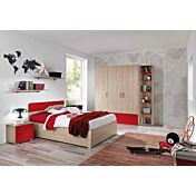 Cameretta moderna per ragazzi Ivan, finitura Olmo e Rosso