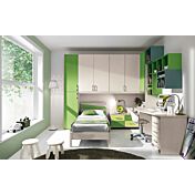 Cameretta a ponte Luisa, finitura Betulla, Verde prato e Verde Mela