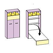 Letto verticale a scomparsa con vani a giorno L.120, Made in Italy