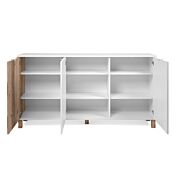 Madia Kilsbo con 3 ante in finitura Bianco opaco e Legno vecchio