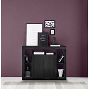 Credenza alta salvaspazio a 2 ante, Nero frassinato