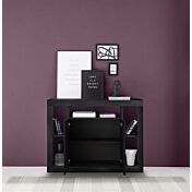 Credenza alta salvaspazio a 2 ante, Nero frassinato