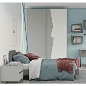 Armadio con 2 ante scorrevoli bicolore in finitura Grigio dorian e Rovere bianco