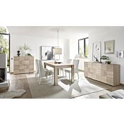 Sala completa di tavolo e 2 madie in rovere serigrafato