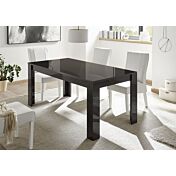 Elegante Tavolo moderno con allungo da 49 cm, finitura Nero Lucido