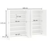 misure Scarpiera moderna 4 ante finitura Antracite Lucido, Made in Italy