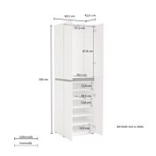 misure Scarpiera moderna bianca lucida, 3 ante e 5 ripiani