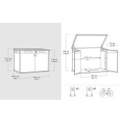 Baule da esterno Quercia, porta attrezzi per giardino, capacità 2020L