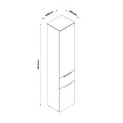 Colonna multiuso 2 ante + 1 cassetto, Bianco Laccato e top Grigio Cemento