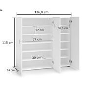 Composizione da ingresso formata da madia 3 ante, guardaroba e appendiabiti