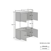 misure Libreria bassa da ufficio colore Grigio laccato, L.80 cm 