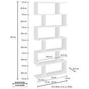 Librerie soggiorni, libreria BOOK, 6 ripiani, made in Italy