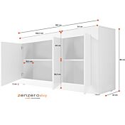 Credenza Moderna a 3 ante, Bianco Lucido