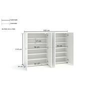 misure Madia multiuso 4 ante finitura Bianca Lucido