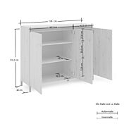 misure Madia alta in offerta a 3 ante, finitura Rovere Artisan