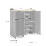 Scarpiera alta aperta 3 ante Antracite lucido con piano Rovere miele