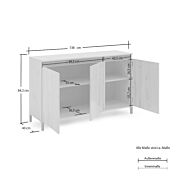 misure Madia bassa industry a 3 ante, finitura Rovere Artisan