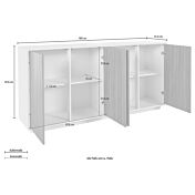 Credenza in appoggio in finitura antracite lucida con quattro ante