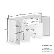 misure specifiche Madia moderna, colore Bianco lucido e Rovere