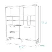 Libreria Industry per ufficio con 2 cassetti e un'anta in finitura Rovere e Grigio smoke