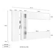 Elegante Parete attrezzata di design con vetrina L.280 cm, finitura Antracite lucido