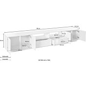 Moderno porta tv extra large in appoggio in finitura antracite laccato lucido