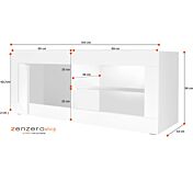 Sala completa composta da vetrina, porta TV e madia alta effetto Maro Nero