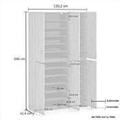 misura scarpiera rovere artisan 20 ripiani 