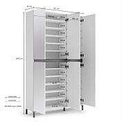 Scarpiera da ingresso con specchi 5 ante e 20 ripiani, Made in Italy