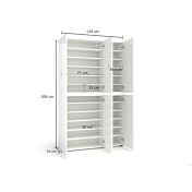 Scarpiera alta a 6 ante moderna Bianco lucido, Made in Italy