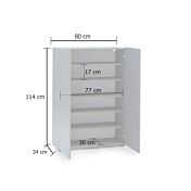 misure Scarpiera alta a 2 ante moderna Grigio lucida