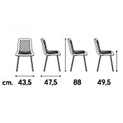 misure Sedia imbottita in velluto, Beige