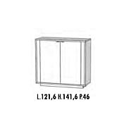 Madia di Design Alta, Credenza Moderna 2 ante, Bianco Nobilitato e Opera