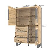 Vetrina Cracovia 3 ante 3 cassetti, finitura quercia e metallo nero