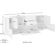 Elegante Credenza moderna 5 ante e 2 cassetti, finitura Bianca