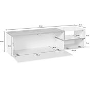 Mobile porta Tv con  2 ribalte e un vano in finitura Bianco lucido e Pero