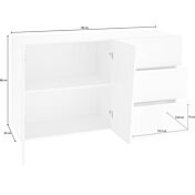 Credenza Moderna Bianco Laccato Lucido 2 ante, 3 cassetti