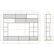 Soggiorno Zenzero, parete attrezzata moderna in finitura Ossido, Beton e Grigio