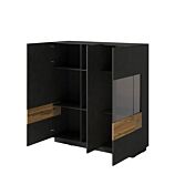 Porta TV e vetrina moderni bianco lucido e cemento