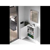 Composizione da bagno bianca lucida composta da lavabo e specchio di 40 cm 