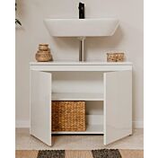 Moderno Mobile da bagno finitura Bianco lucido con specchio