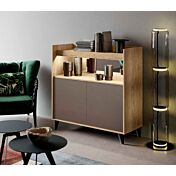 Madia buffet a 2 ante, finitura Rovere chiaro e Bronzo