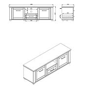 Mobile tv contemporaneo, due ante, un cassetto, finitura Rovere e Grafite