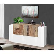 Offerta credenza Bianca lucido e Pero, 4 ante