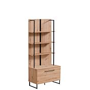 Mobile ingresso industry con ripiani e ribalta, finitura Rovere e Nero