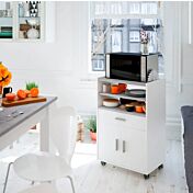 Mobile per cucina con piano ad estrazione, finitura Bianco e Cemento