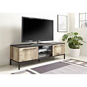 Porta tv Industry con 2 ante finitura Nero bruciato e Pero