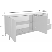 Madia moderna, 3 cassetti 2 ante in finitura antracite lucido